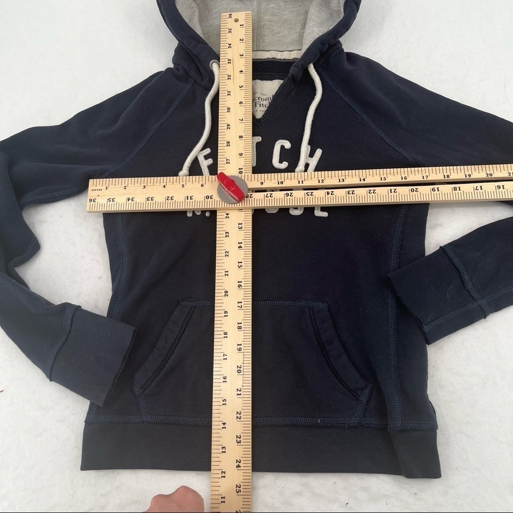 ABERCROMBIE & FITCH Navy Logo Hooded Sweatshirt size: Medium - Picture 7 of 7